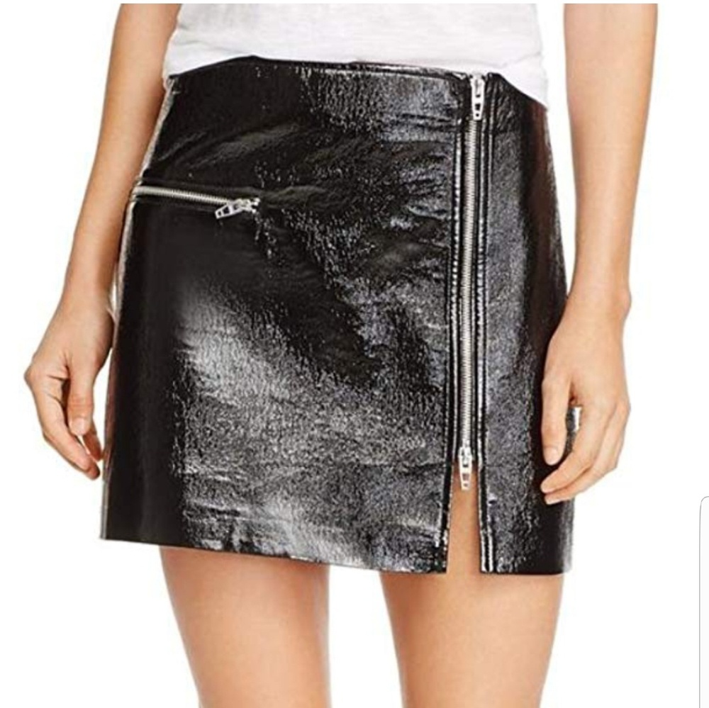 BlankNYC Black Patent Leather Zip Up Mini Skirt 31